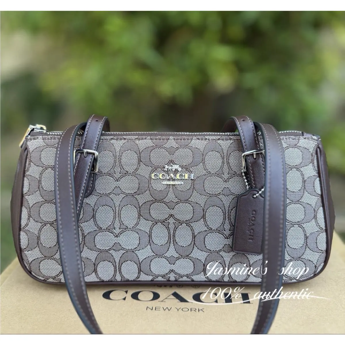 Coach Asher Shoulder Bag In Signature Jacquard CBJ03 Silver/oak/maple