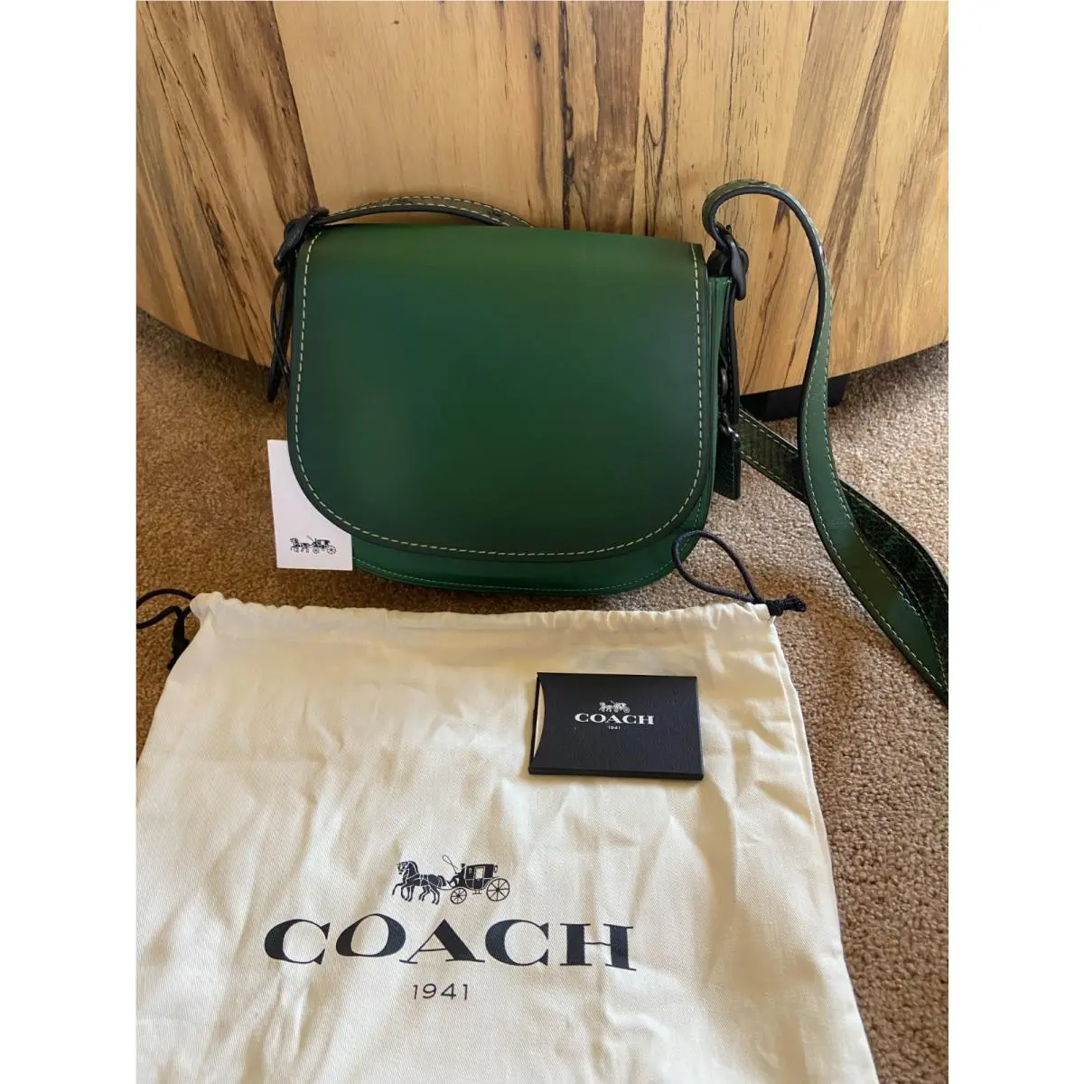 Coach 1941 58967 Saddle Bag 23 Python Snake Strap Green