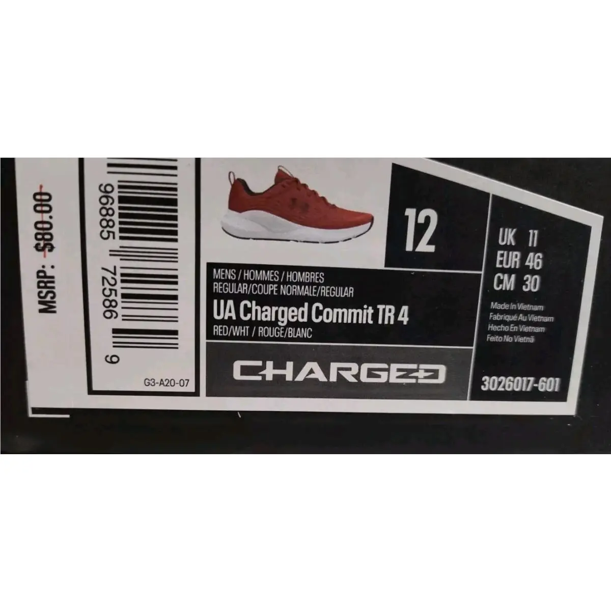 Under Armour shoes - Under Armour Charged Commit - Charged Commit - 3026017 - Red (UPC: 196885655869) 3