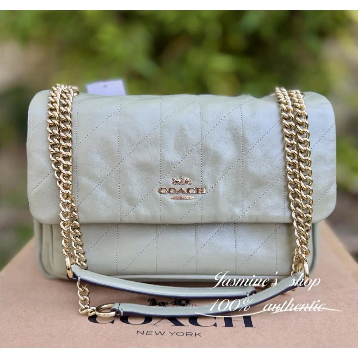 Coach Elodie Crossbody Bag with Quilting CCZ62 Gold/pistachio