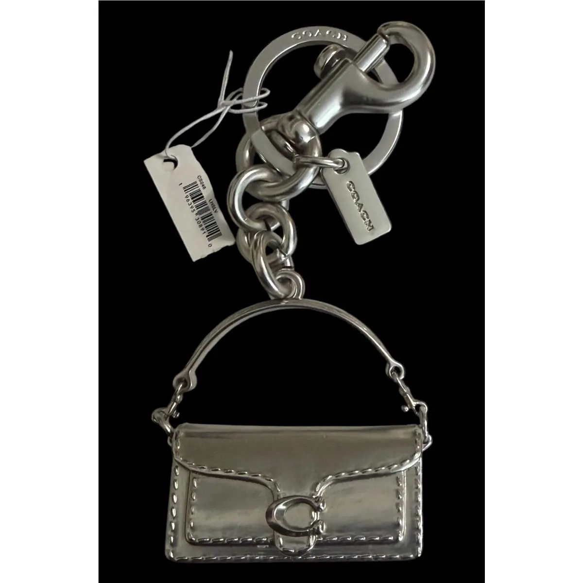 Coach Metal Tabby Bag Charm Silver Keychain Key Fob CS246 w/ Tags