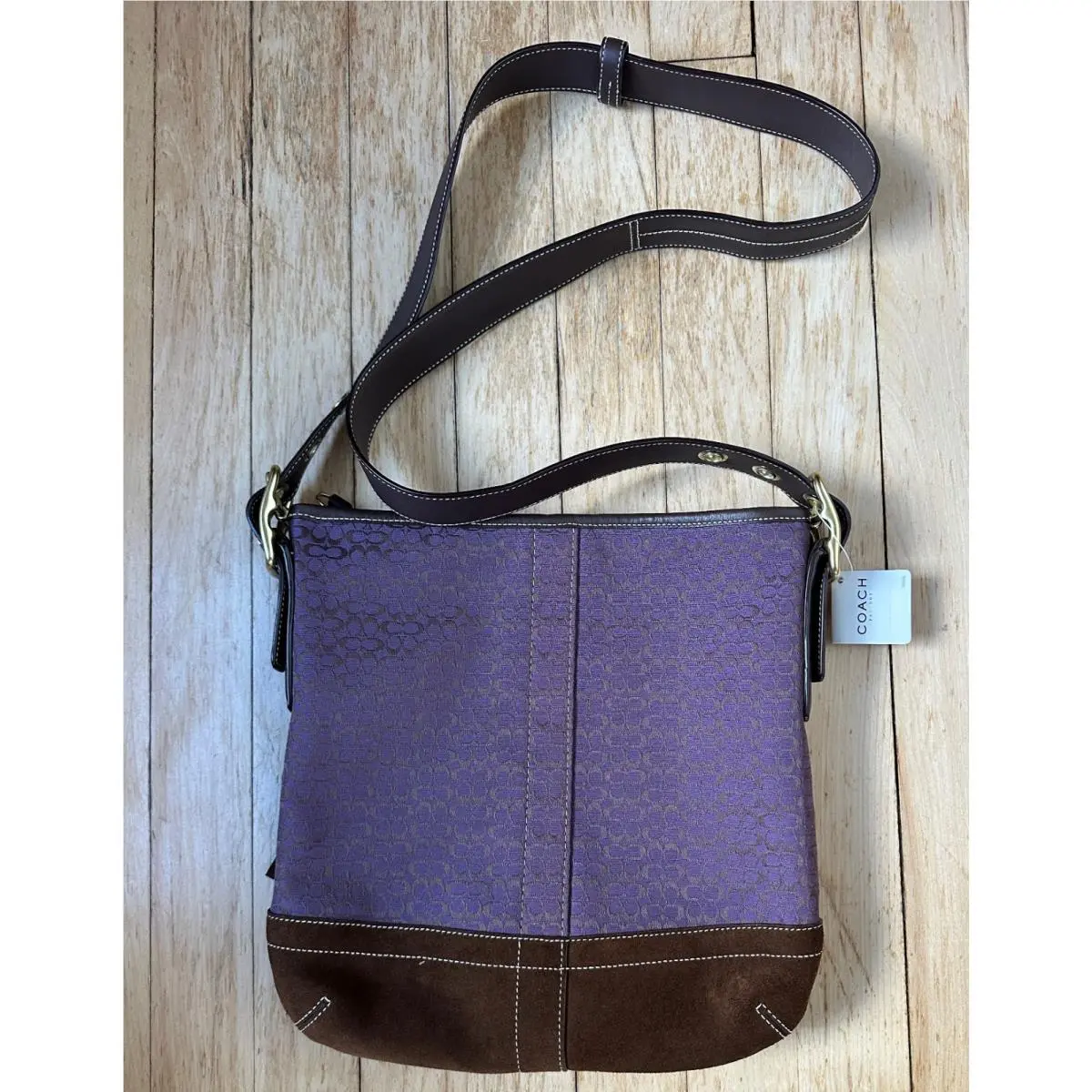 Coach Plum Signature C Jacquard Print Convertible Crossbody Bag W/tags