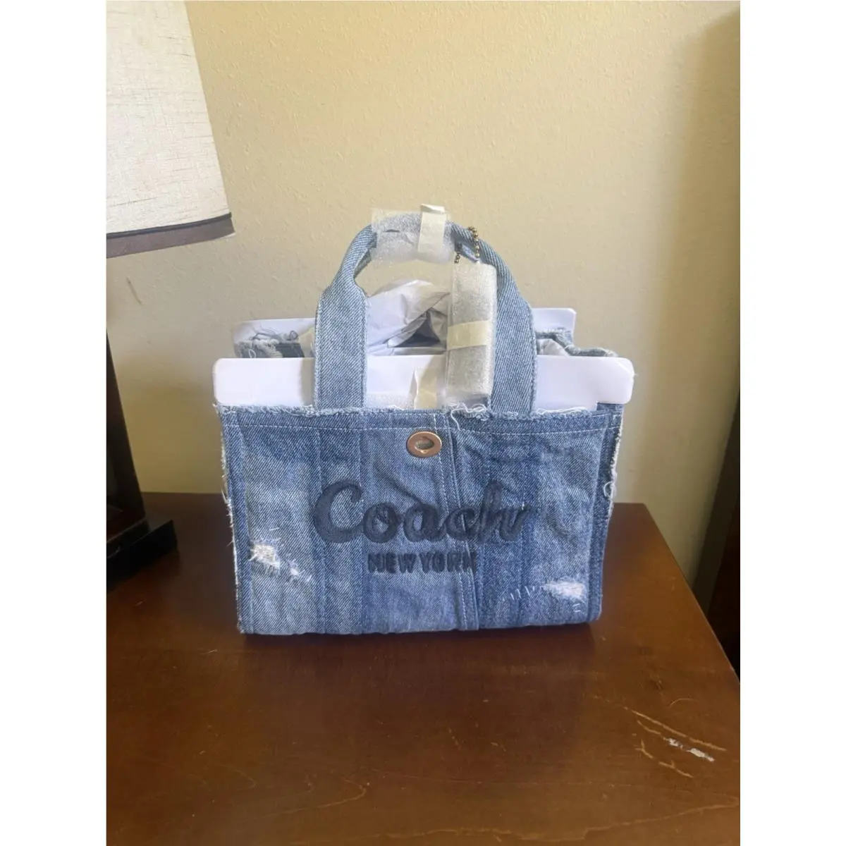 Patchwork Loved Denim Jeans Cargo Medium Tote Handle Bag 26 by Coach