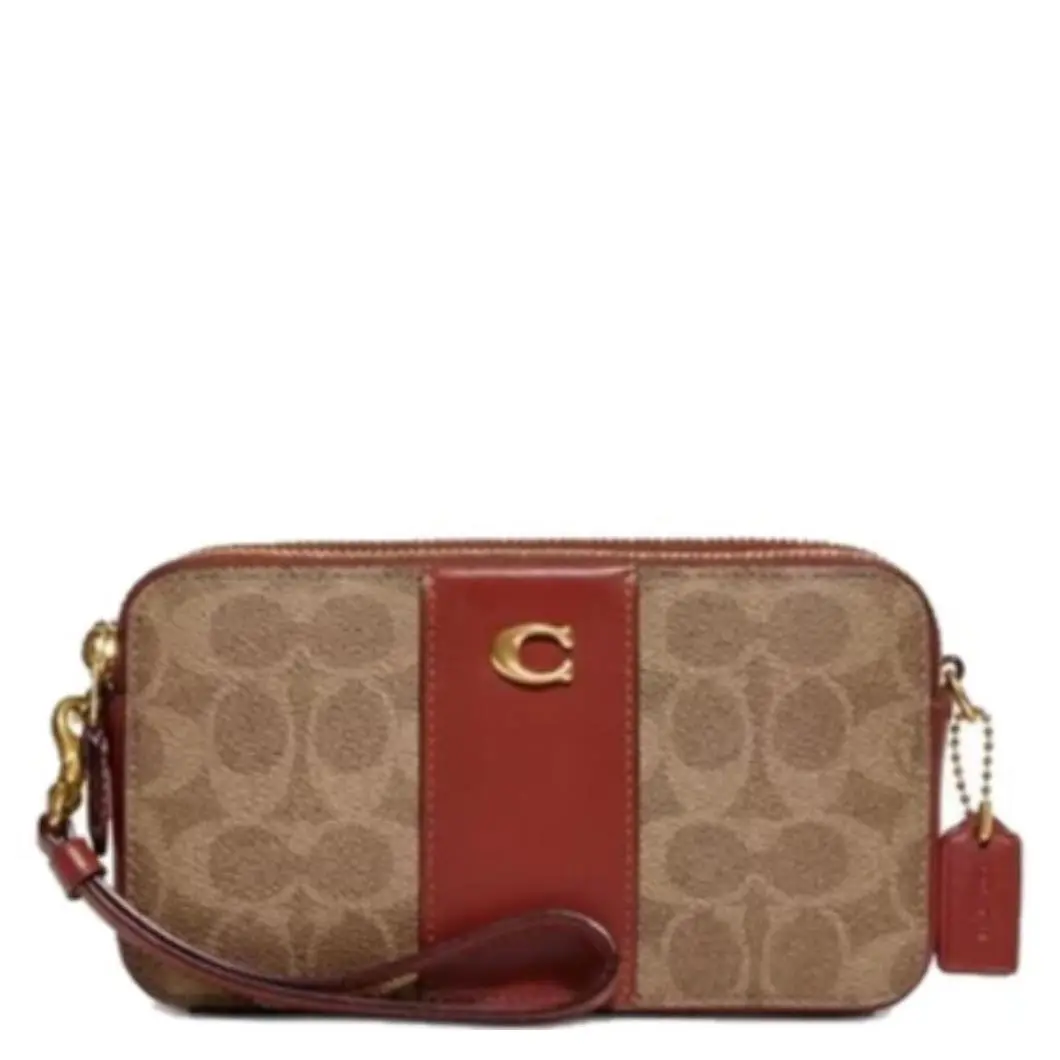 Coach Card Case Signature Kira Crossbody - Tan/rust