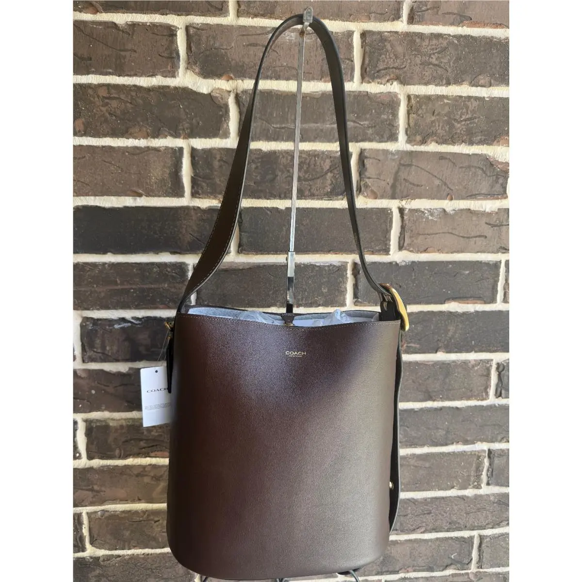 Coach Bleecker CCC23 Bucket Brass Maple Bag Removanle Pouch Leather