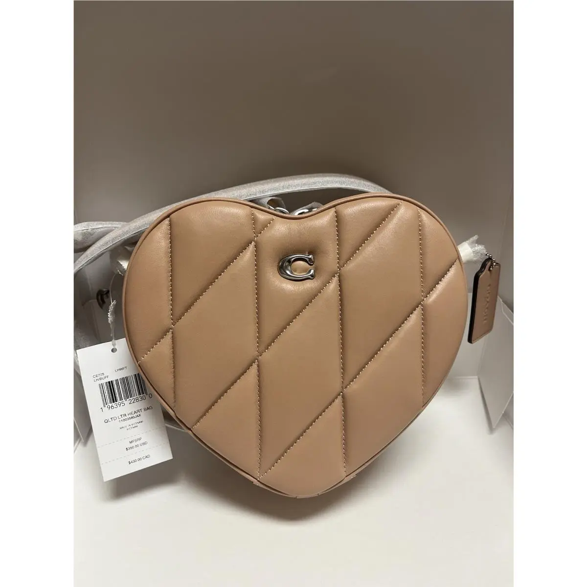 Coach Quilted Leather Heart Crossbody Light Brown CE725