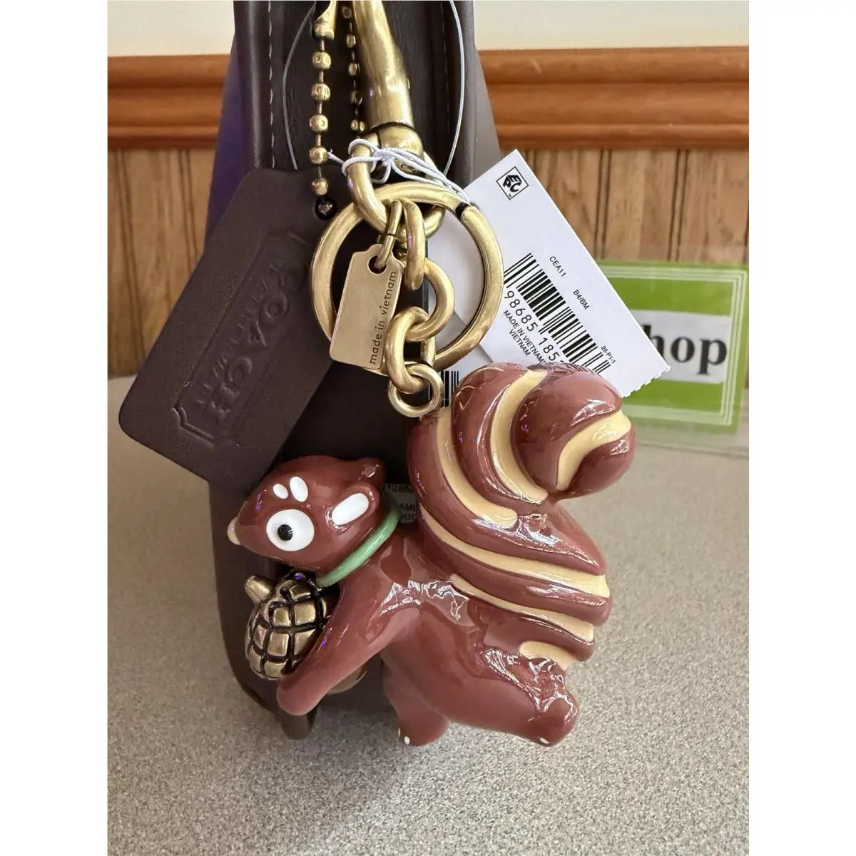 Coach Squirrel Bag Charm Resin Brass 2.8 x 1 x 3 Style CEA11