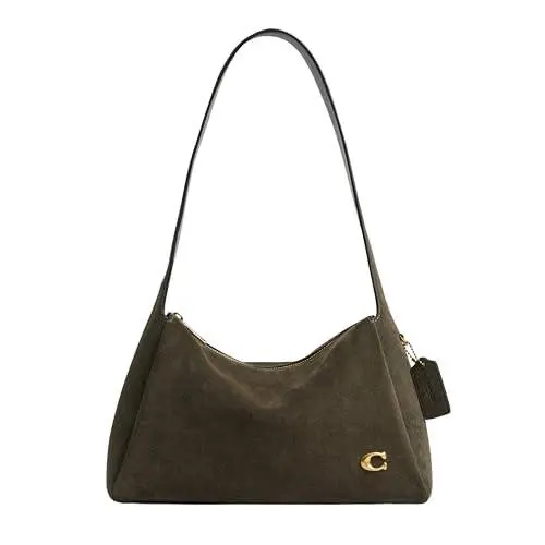 Coach Lola Small Suede Shoulder Bag Brass Olive CCC48