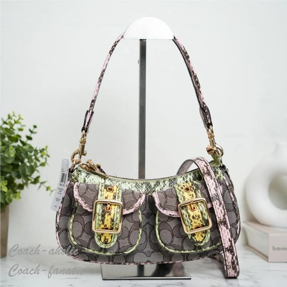 Coach CDW50 Ashton Shoulder Bag in Signature Jacquard Snake Embossed Leather