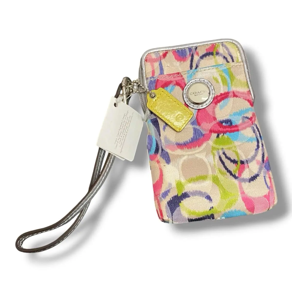Poppy Ikat Pink Credit Card Universal Wristlet Wallet Case Rare Y2K by Coach