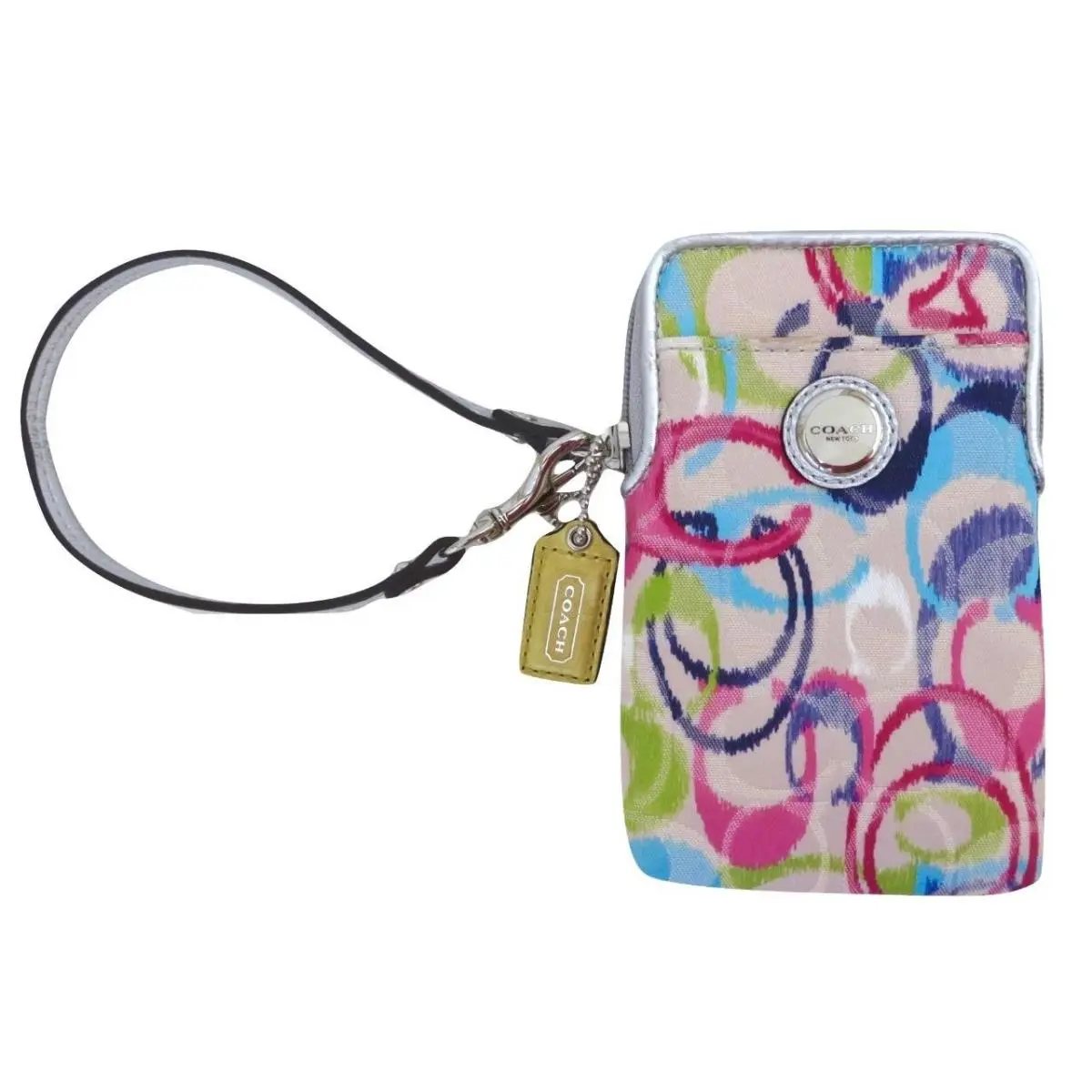 Coach Poppy Ikat Pink Credit Card Universal Wristlet Wallet Case Rare Y2K