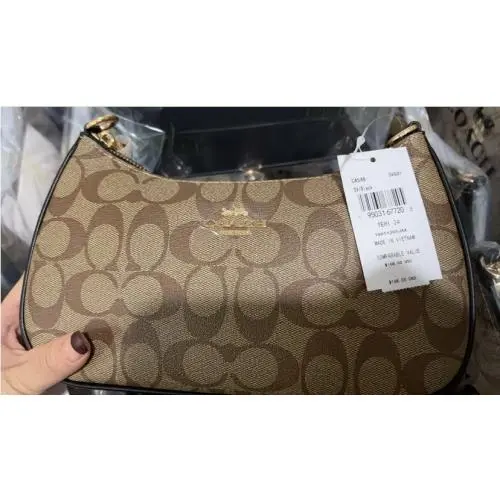Coach CA548 Teri Shoulder Bag In Signature Canvas Gold/black
