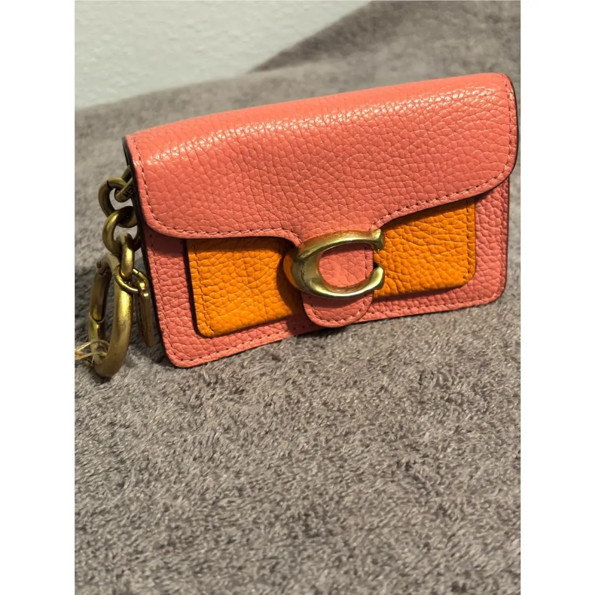 Coach Tabby Mini Wallet Charm Colorblock Pebble Leather Bag Charm Keycha