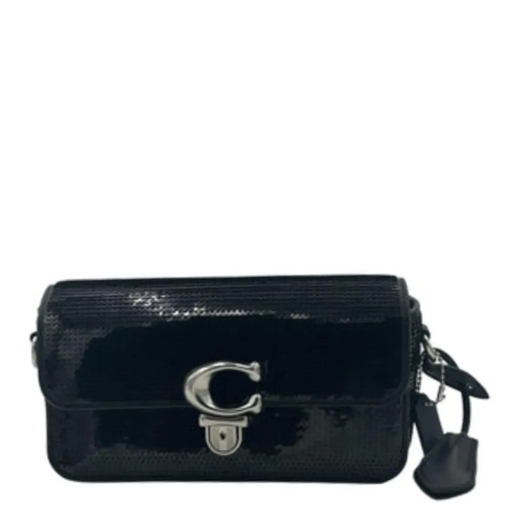 Coach Studio Baguette Sequin Crossbody Bag - Black