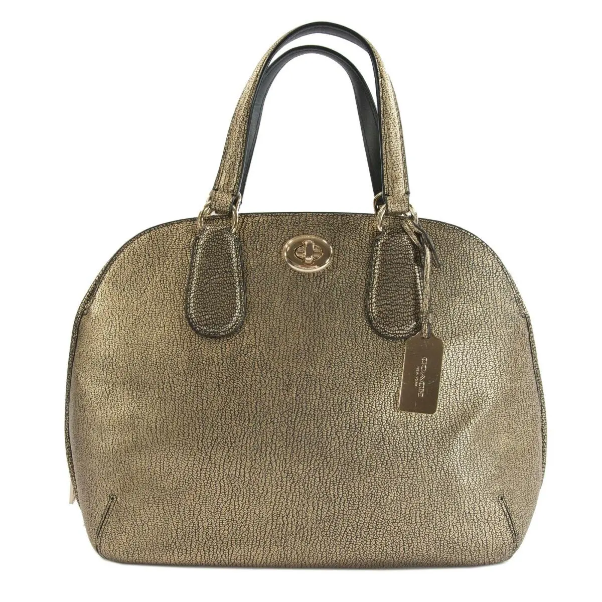 Coach Prince Street Mottled Gold Large Leather Dome Satchel Handbag