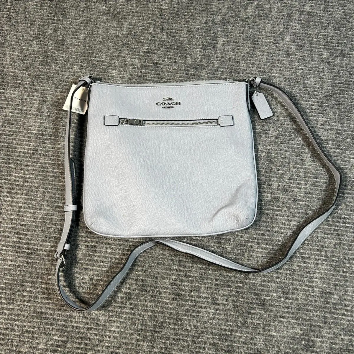 Crossbody Bag Womens Medium Blue Pebble Leather Zip File Bag F29210 by Coach