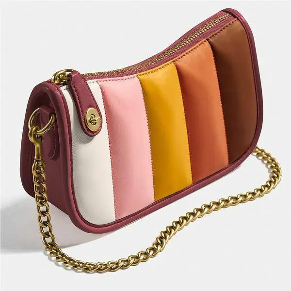 Exotic Coach Bag C3490 Swinger 20 with Quilting In Brass/wine Multi