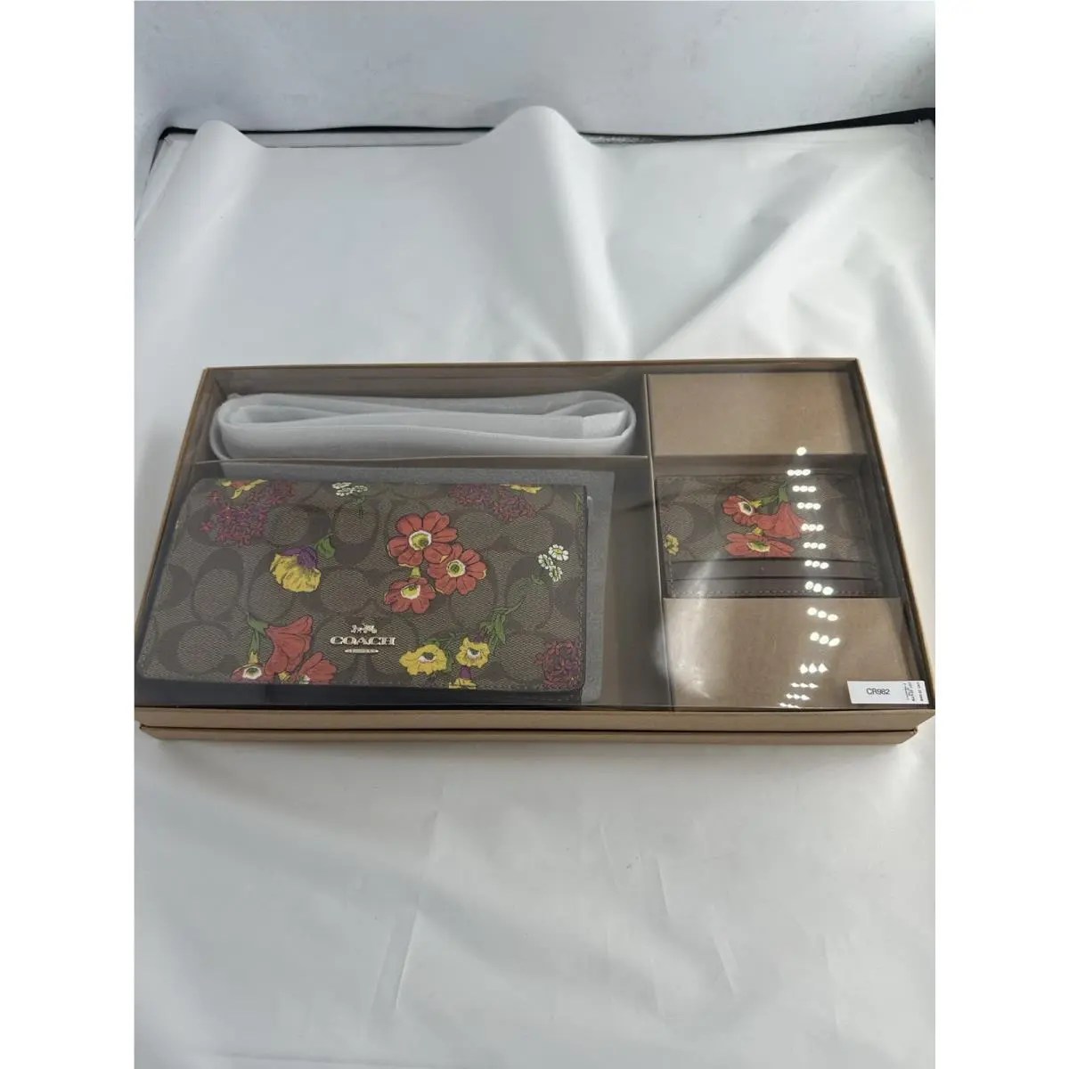Coach Anna Fold-over Clutch Strap Card Case Set Signature Logo Floral