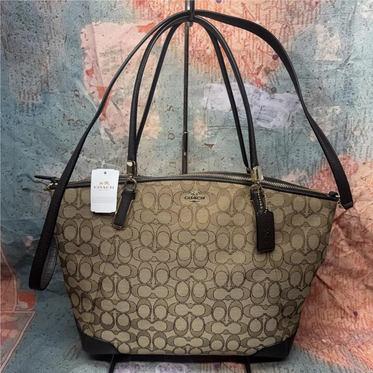 Coach F36220 Outline Signature Large Kelsey Handbag Brown