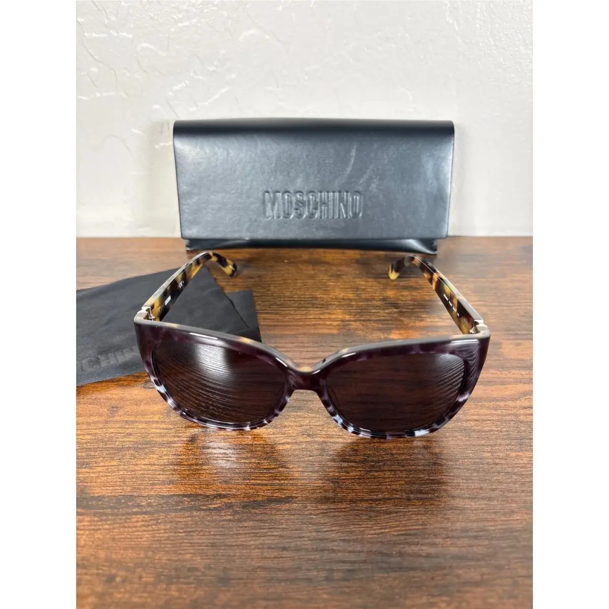 Moschino Womens Cat Eye Sunglasses Dark Havana Purple Tortoise MOS066/S 55mm