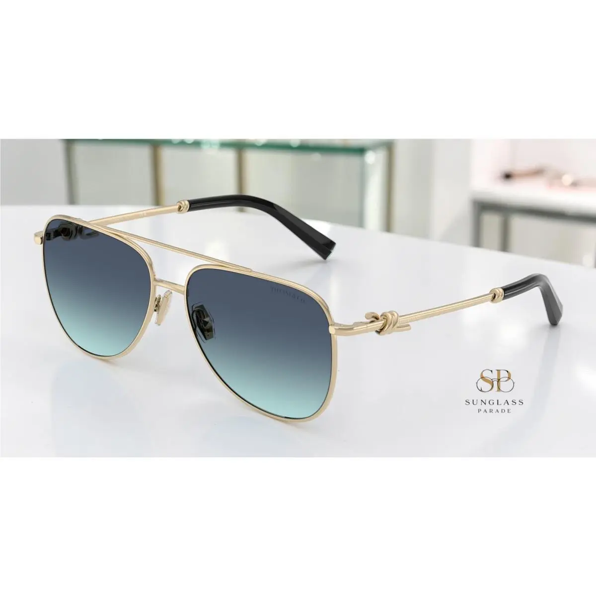 Tiffany TF3116 62029S Pale Gold Azure Gradient Blue 59 mm Women`s Sunglasses by Tiffany & Co.