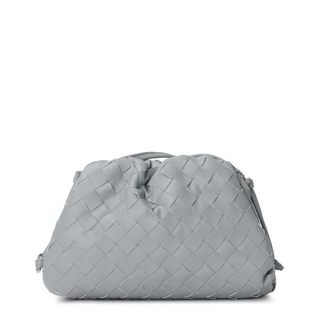 Tiffany Fred Paris Woven Leather Pouch Shoulder Bag Women`s Grey by Tiffany & Co.