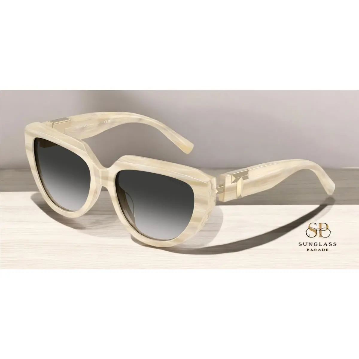 Tiffany TF4238U 84313C Striped Ivory Grey Gradient 55 mm Women`s Sunglasses