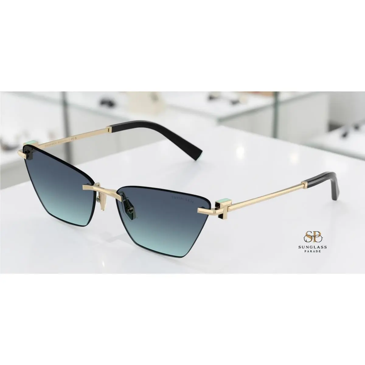 Tiffany TF3120 60219S Pale Gold Azure Gradient Blue 61 mm Women`s Sunglasses