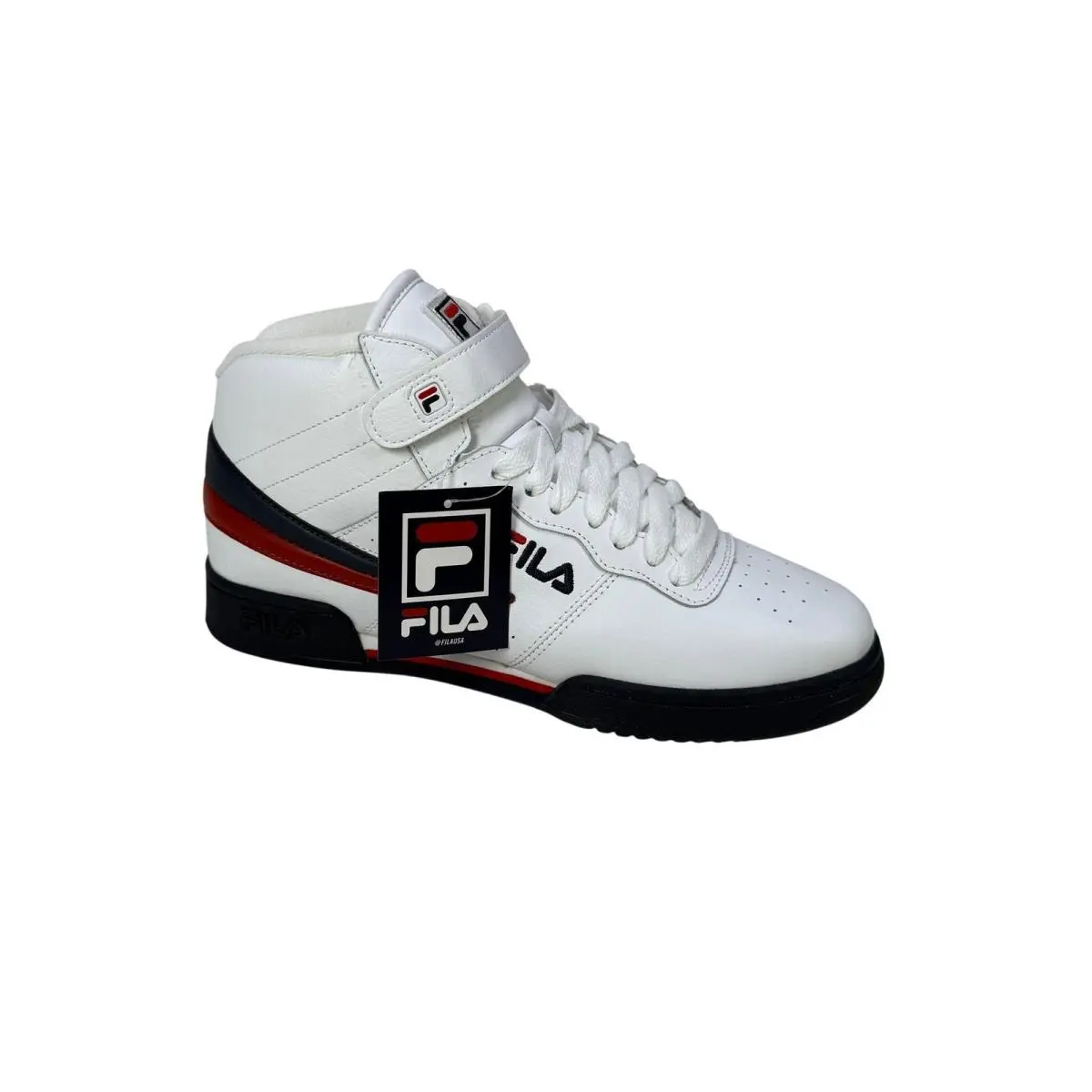 Fila F13V Mid Top Sneakers Mens 8.5 White Navy Red Retro Basketball Shoes