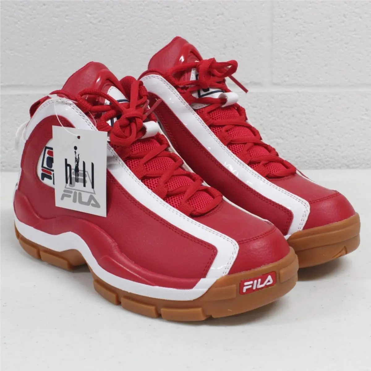 Fila Grant Hill 2 Red White Gum Basketball Shoes Trainers Mens Size 7 Womens 8.5