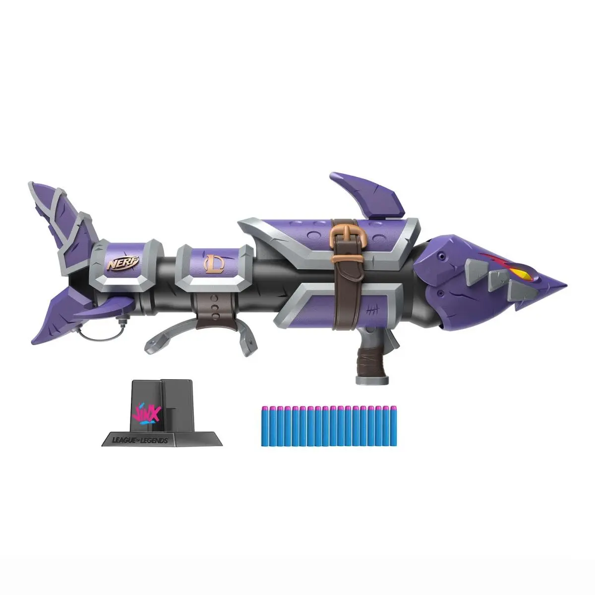 Nerf Lmtd League of Legends Jinx Fishbones Blaster 18 Dart Drum 18 Elite Darts