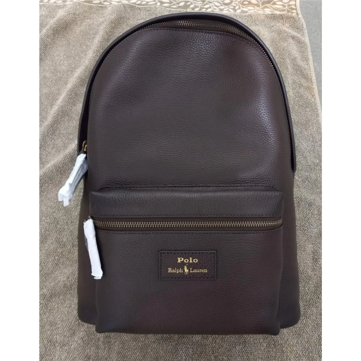 Ralph Lauren Polo Pebbled Leather Backpack Dark Brown Stylish Quality