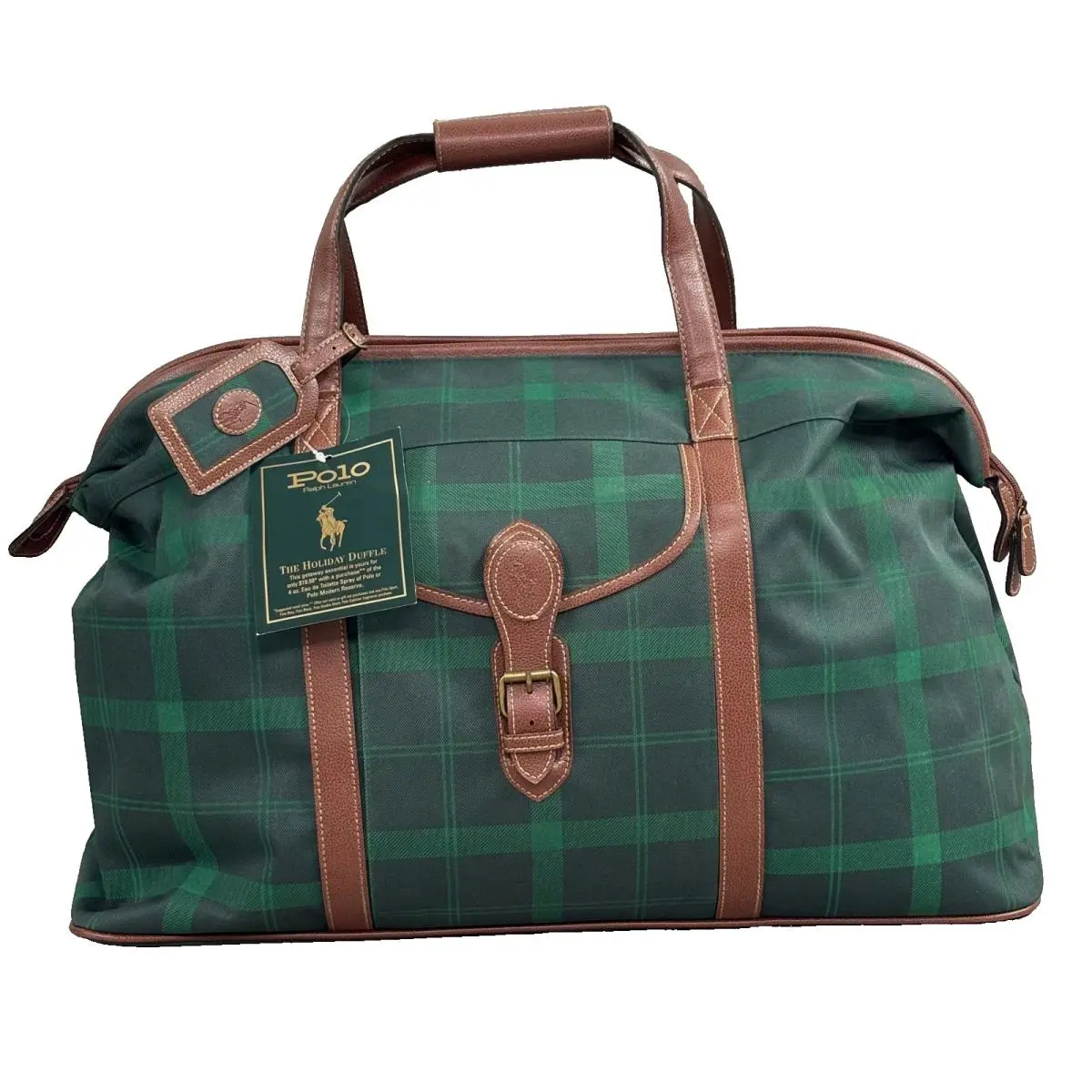 Vtg Polo Ralph Lauren Rugby Tartan Plaid Weekend Large Holiday Duffle Bag Unisex