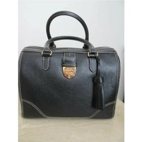 Ralph Lauren Women`s Black Leather Handle Handbag Satchel Doctor Bag