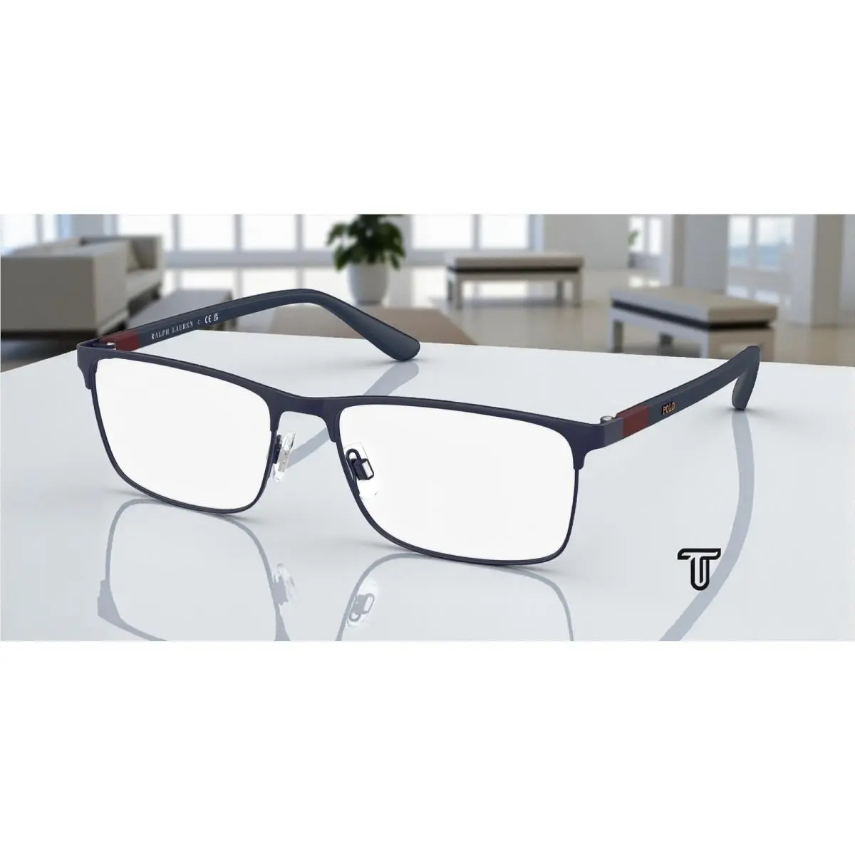 Ralph Lauren Polo PH1190 9303 Rectangle Matte Navy Blue Demo Lens 56 mm Men`s Eyeglasses
