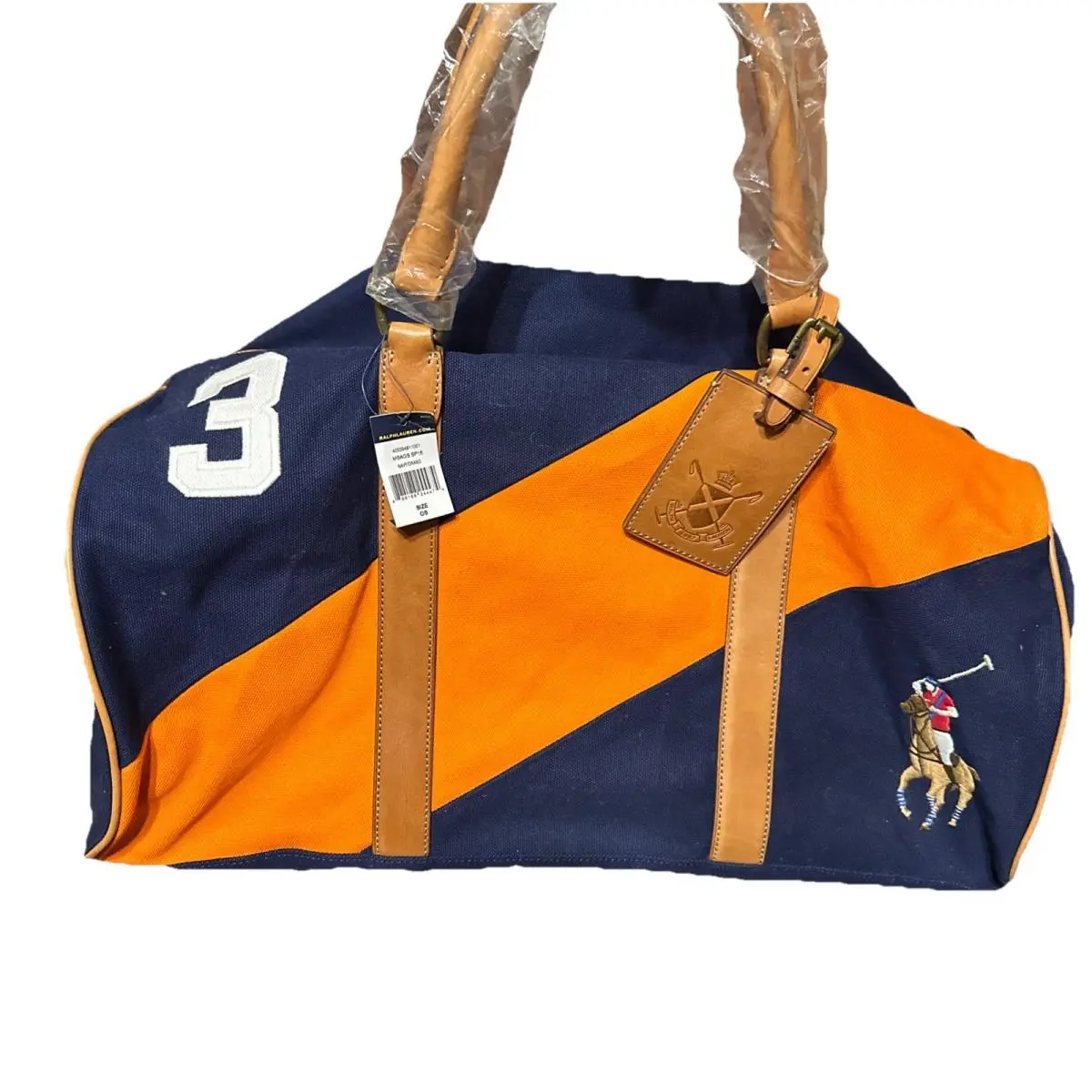 Polo Ralph Lauren Duffle Bag Oxford Pony Canvas Leather