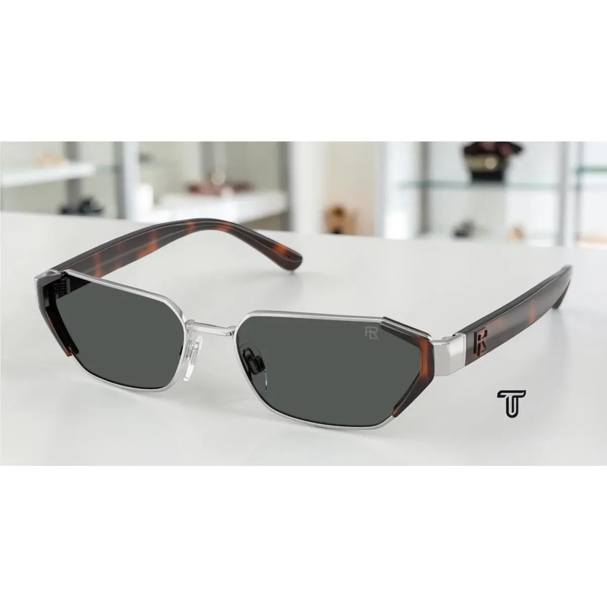 Ralph Lauren RL7094 900187 Shiny Silver Dark Grey 56 mm Women`s Sunglasses
