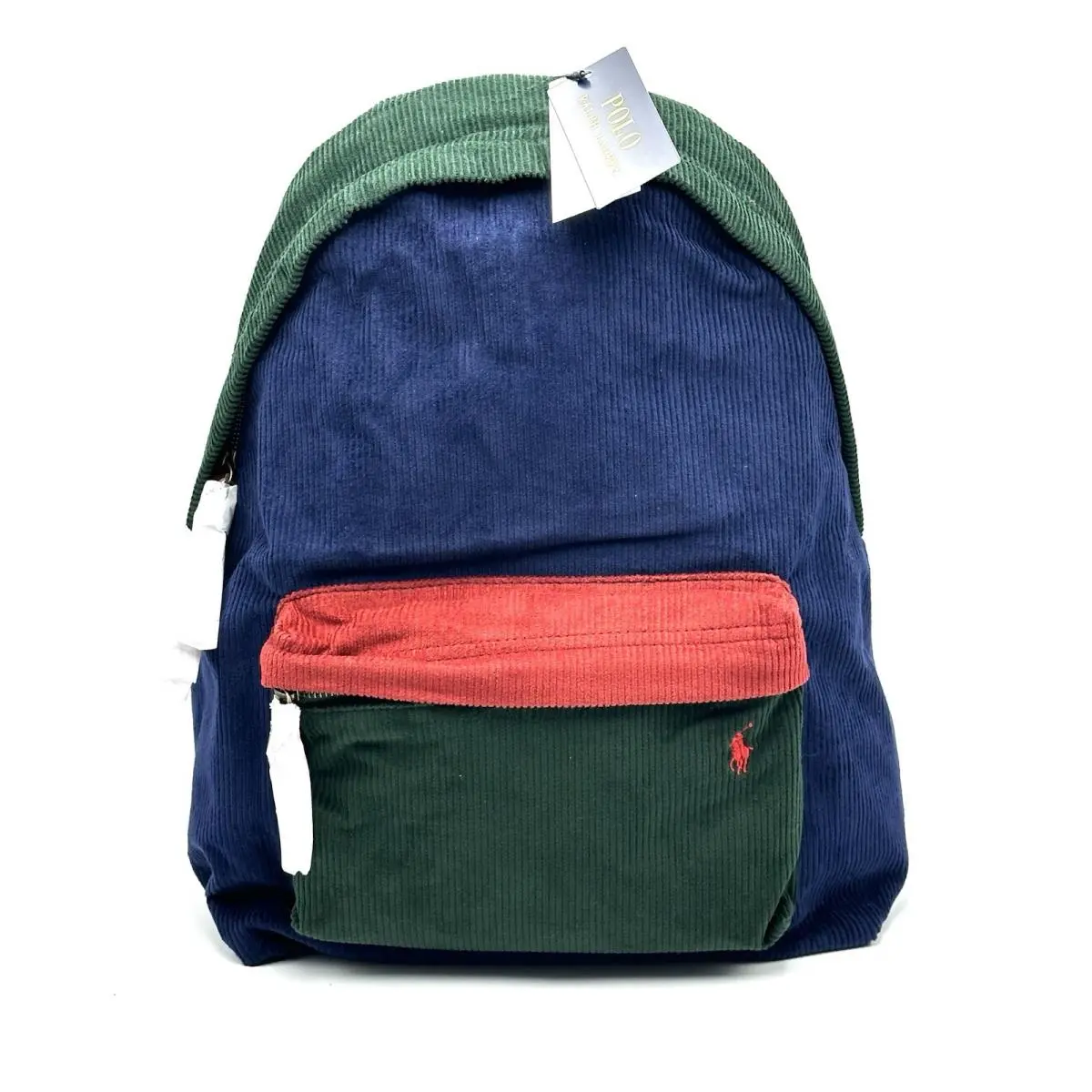 Polo Ralph Lauren Corduroy Colorblock Backpack Blue Red Green Travel Bag