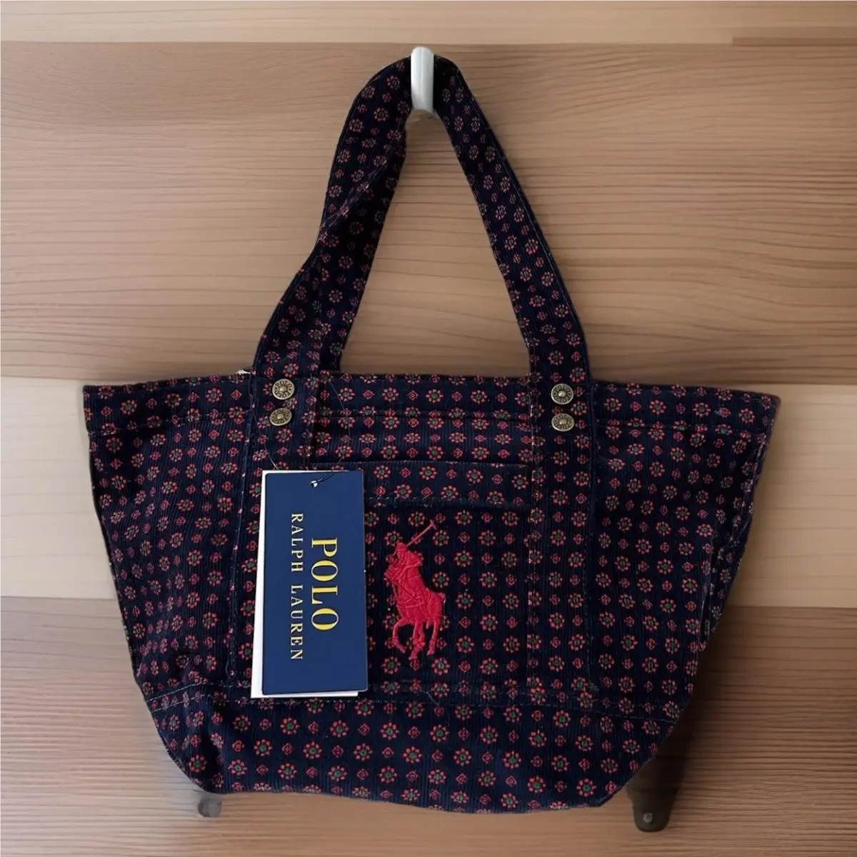 Polo Ralph Lauren The Big Pony Corduroy Mini Tote Newport Navy Sz S