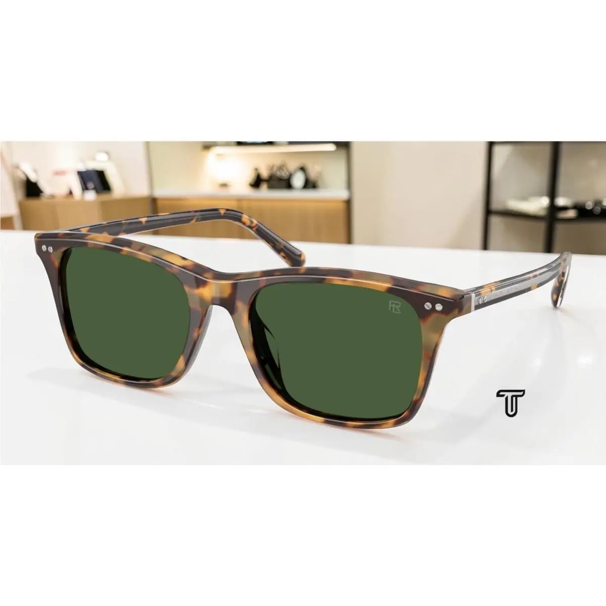 Ralph Lauren RL8242U 633971 Light Havana Bottle Green 54 mm Men`s Sunglasses