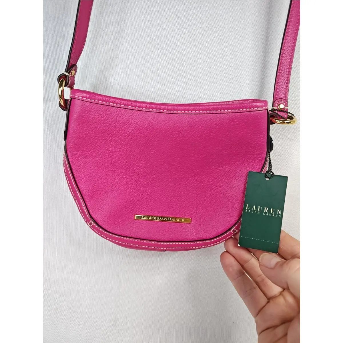 Lauren Ralph Lauren Thurlow Mini Crossbody Bag Aruba Pink Leather Handbag