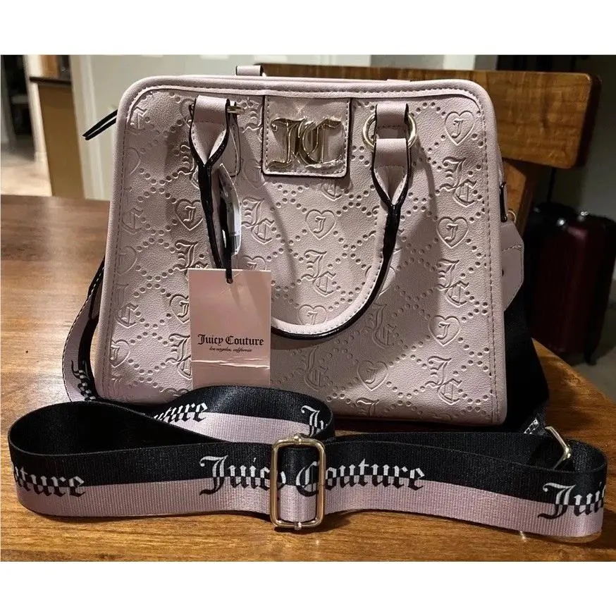 Juicy Couture Dusty Blush Charm I’m Sure Crossbody Purse Handles Strap Bling