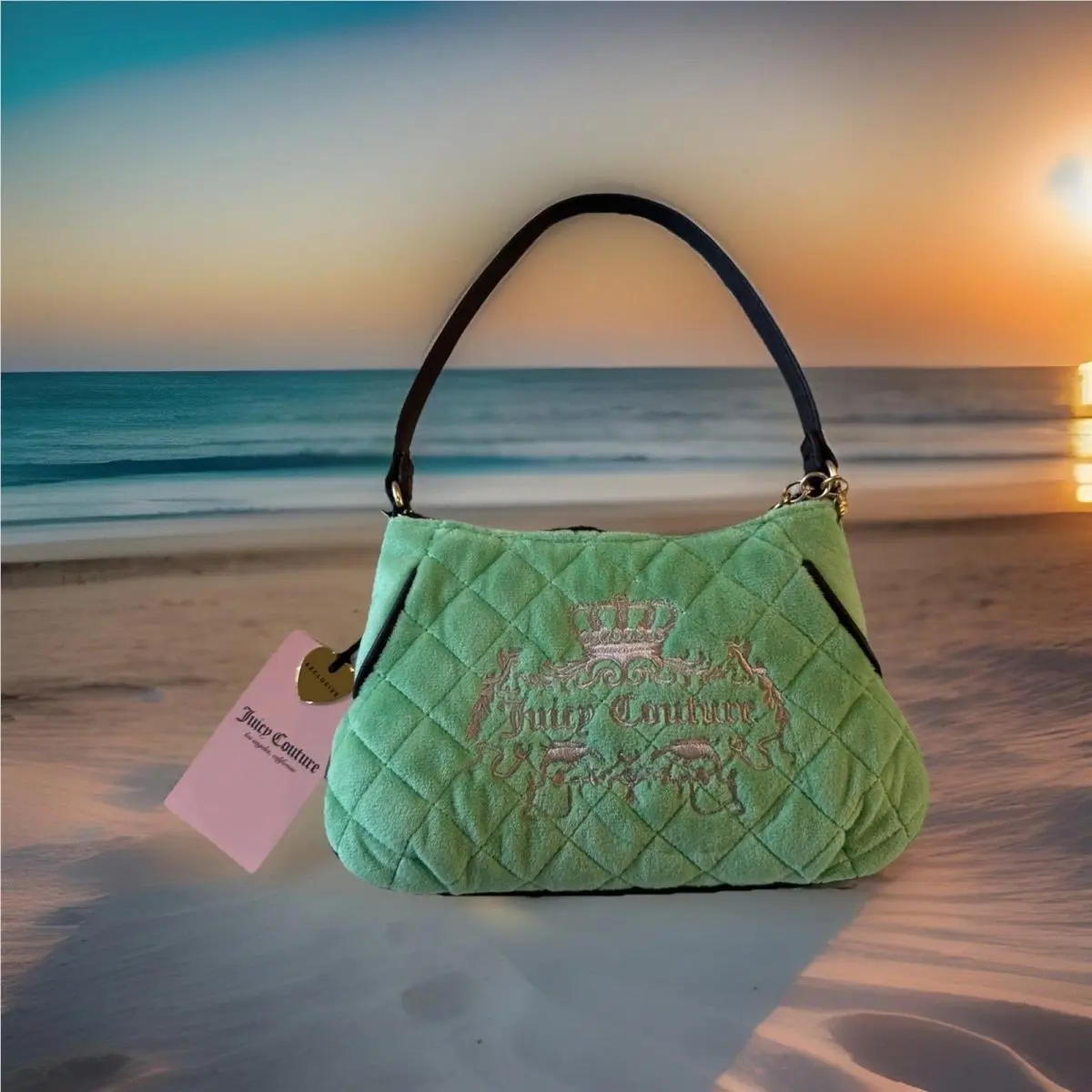 Green  Purse Clutch Bag Juicy Tale Velvet Mini Shoulder Bag by Juicy Couture