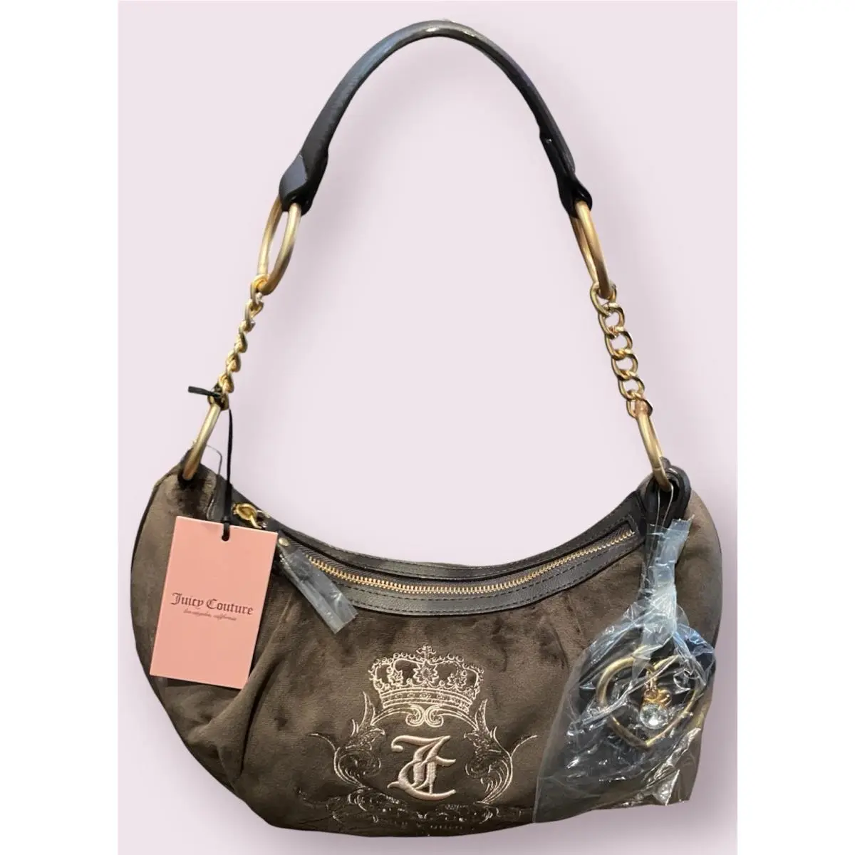 Juicy Couture Chocolate Need More Juicy Hobo Shoulder Bag W/heart Charm