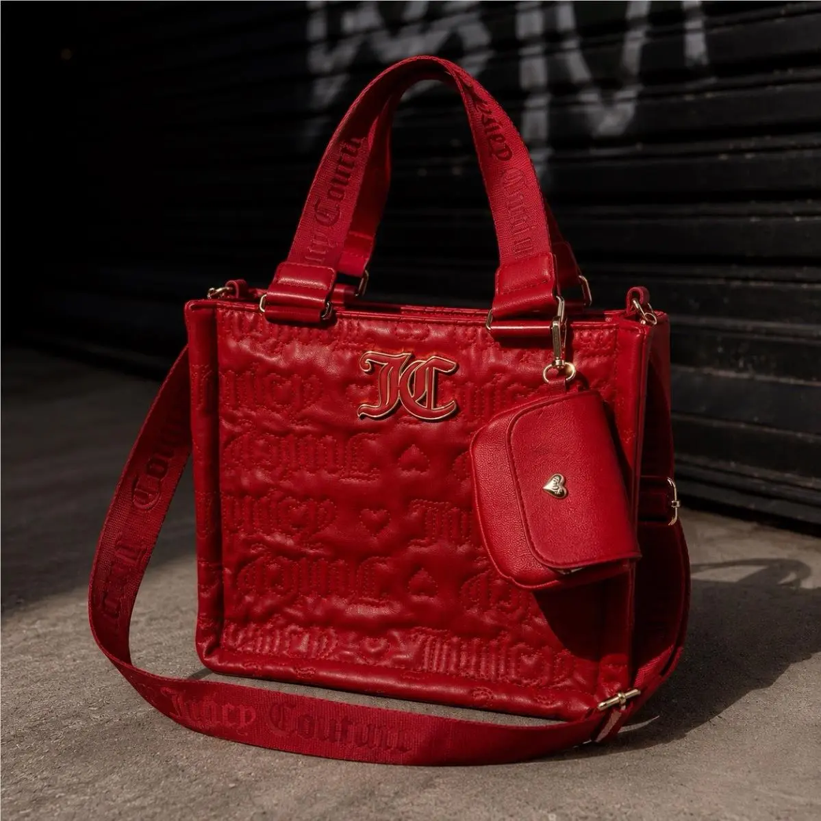Juicy Couture Pink League Mini Tote Red Handbag Shoulder Bag Coin Purse