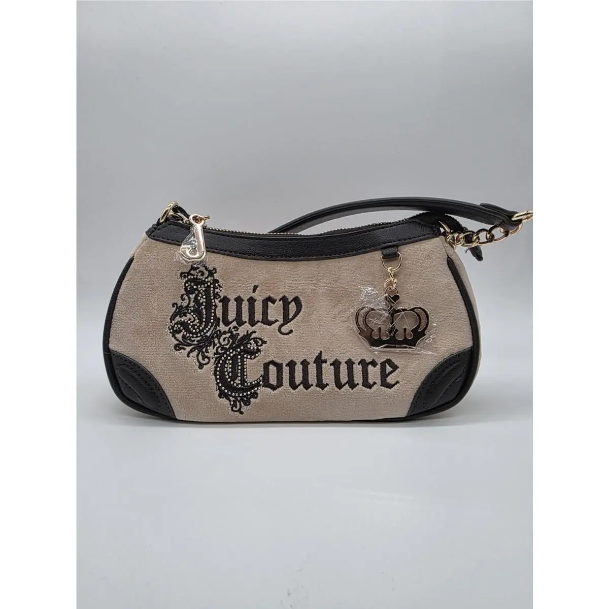 Juicy Couture Beige Brown Logo Shoulder Bag Small with Charm