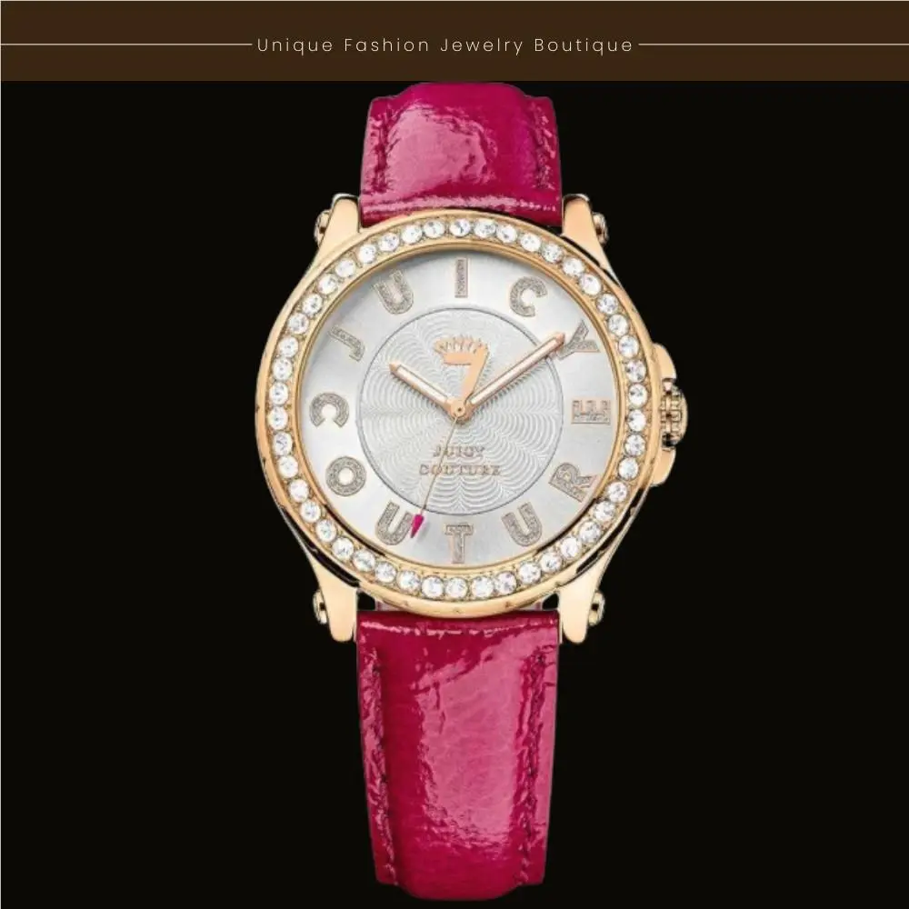 Juicy Couture Fuchsia Pink Leather Pedigree Analog Watch Fashion