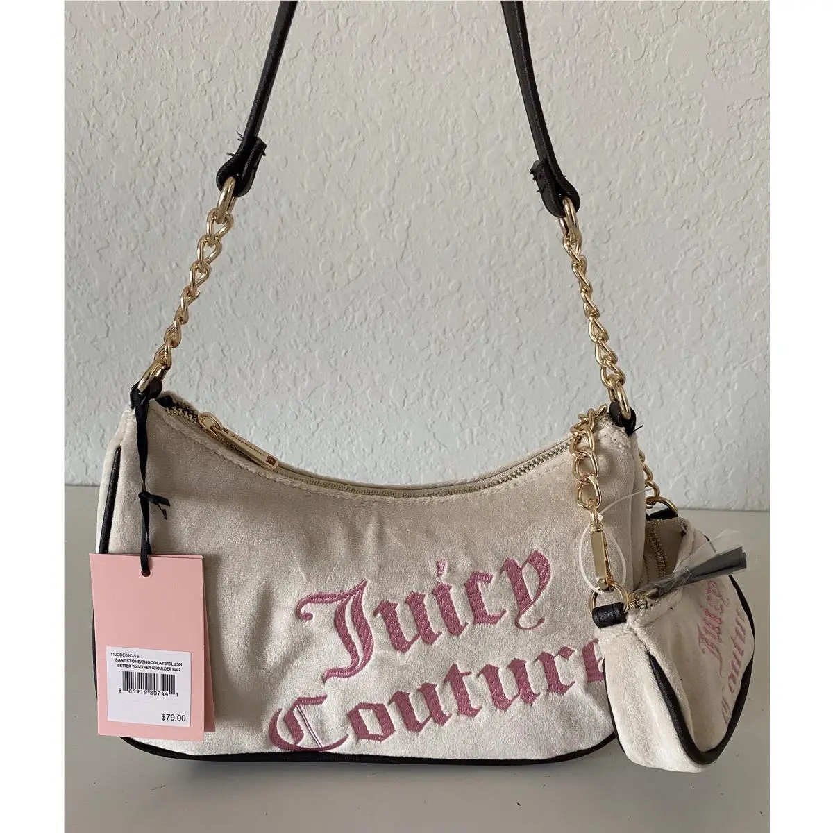 Juicy Couture Better Together Shoulder Bag W/mini Bag Sandstone Chocolate Blush