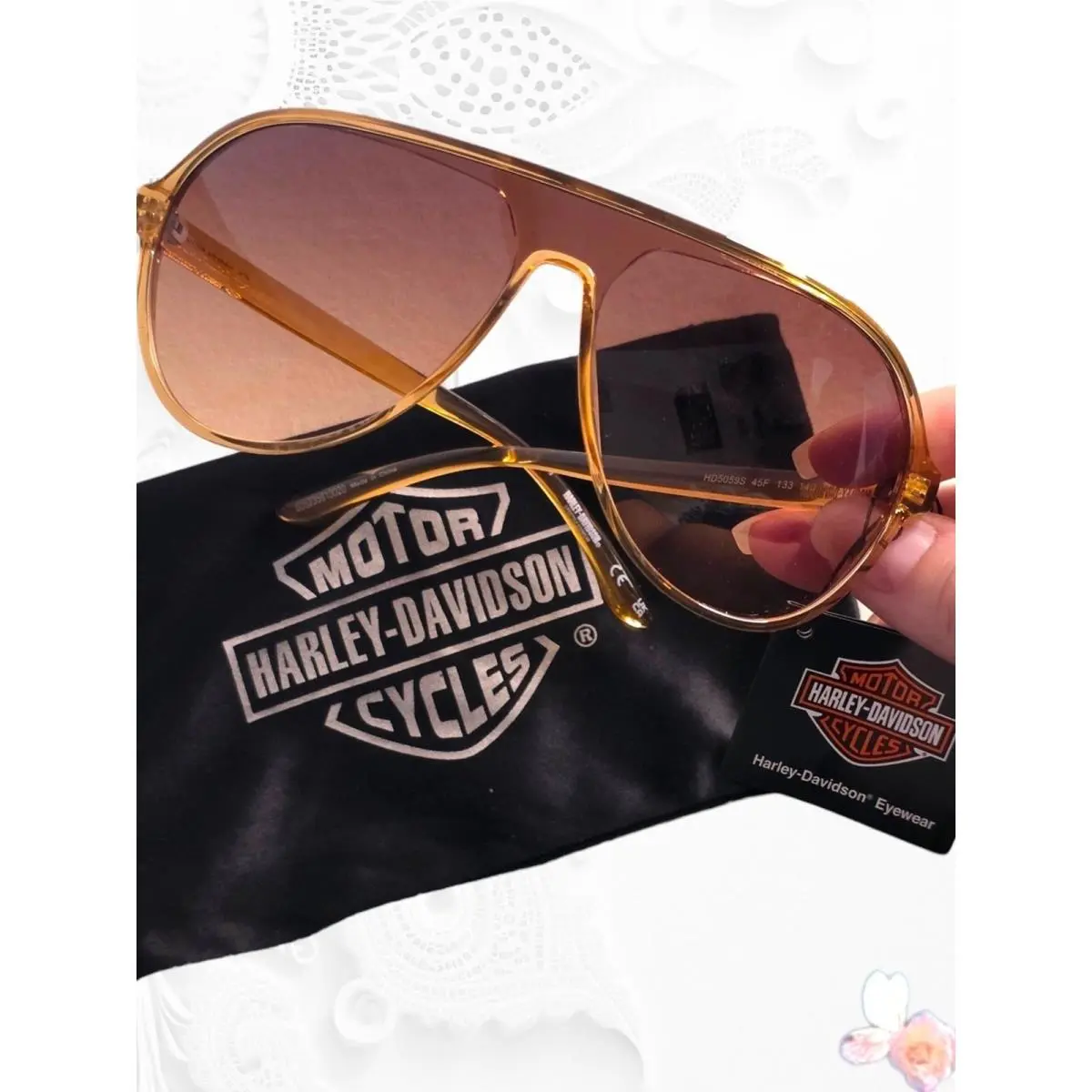 Harley‑davidson Aviator Pilot Sunglasses HD5059S 45F Gold with Pouch – BNWT$160