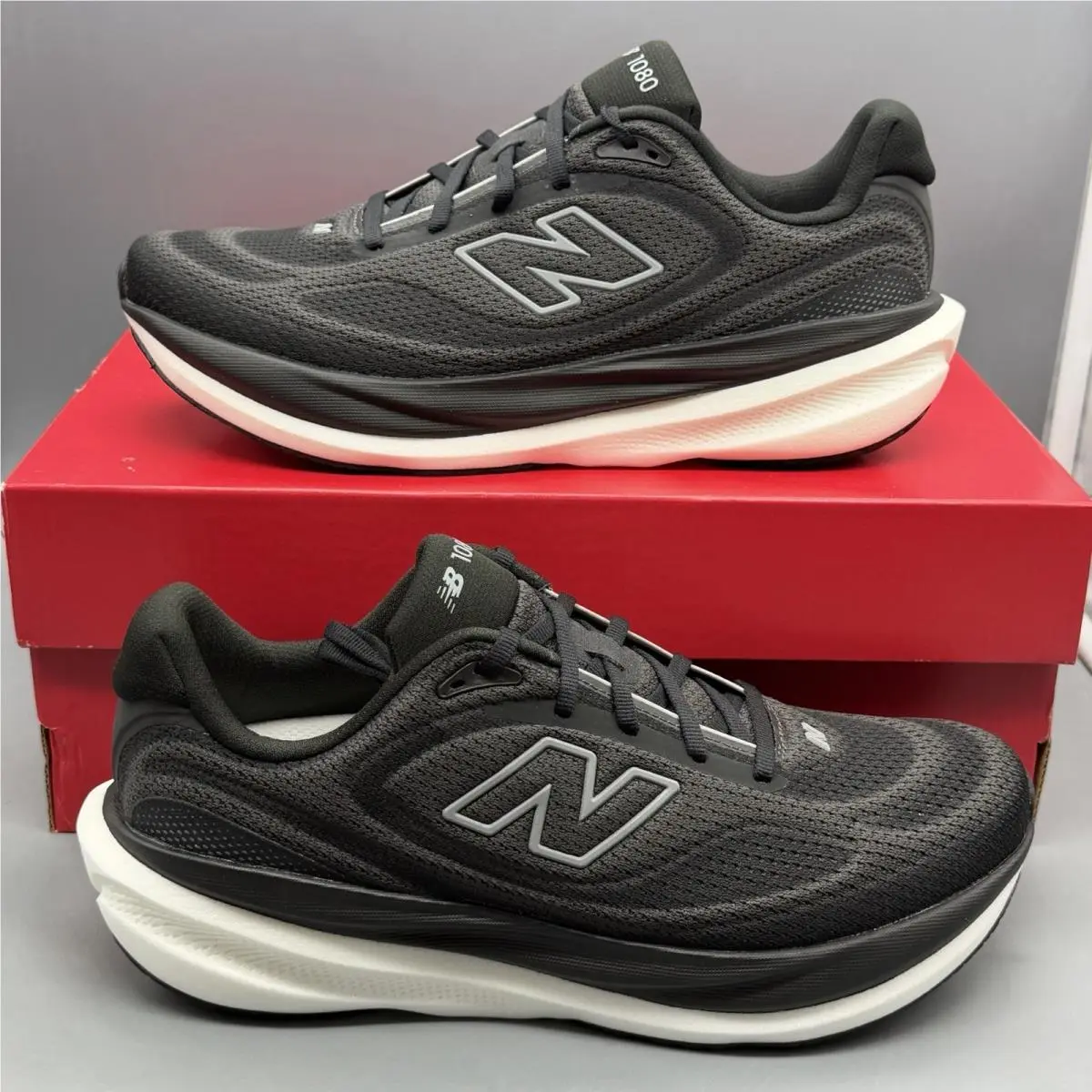 New Balance 1080 v15 Mens 8 D Running Training Gym Shoes Black White Infinion